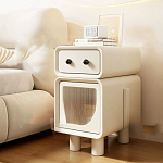 Тумбочка прикроватная с ящиком и стеклянной дверцей Робот Robot Bedside варинант исполнения - 2 | Loft Concept в Екатеринбурге