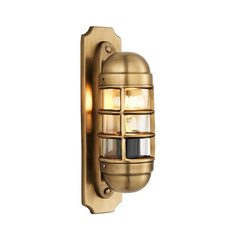 Бра Eichholtz Wall Lamp Le Caprice Brass Латунь Античная полированная Прозрачное Стекло в Екатеринбурге | Loft Concept 