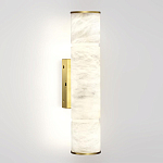 Бра с цилиндрическим плафоном из белого алебастра на прямоугольном основании Латунь Cryptocrystalline Stone варинант исполнения - 1 | Loft Concept в Екатеринбурге