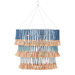 Люстра трехъярусная с декором из круглых деревянных бусин с кисточками Blue Wooden Beads Chandelier варинант исполнения - 1 | Loft Concept в Екатеринбурге