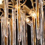 Люстра подвесная золотого цвета с разветвленными ветвями и прозрачными стеклянными подвесками Droplet Chandelier варинант исполнения - 5 | Loft Concept в Екатеринбурге