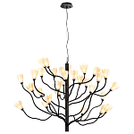 Люстра подвесная черного цвета с ветвями и белыми фарфоровыми цветами Floralis варинант исполнения - 11 | Loft Concept в Екатеринбурге