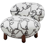 Кресло без подлокотников на деревянных ножках белое с вышивкой Sharp Armchair варинант исполнения - 1 | Loft Concept в Екатеринбурге