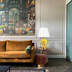 Настольная лампа желтая с изображением птиц Slip Away варинант исполнения - 5 | Loft Concept в Екатеринбурге