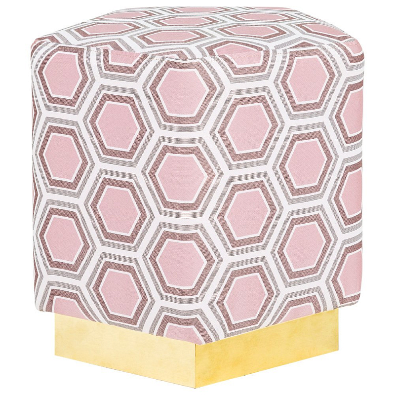 Пуф Hexagon Pink Geometry Латунь Розовый пастельный Белый в Екатеринбурге | Loft Concept 