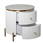 Тумбочка белая круглая с мраморной столешницей Thoroughbass варинант исполнения - 5 | Loft Concept в Екатеринбурге