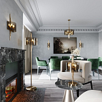 Бра с изогнутым плафоном на бронзовом основании с вертикальным декором из металлических трубок Sohne варинант исполнения - 2 | Loft Concept в Екатеринбурге