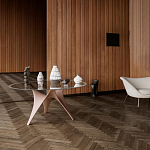 Дизайнерский круглый обеденный стол стеклянный с фигурным подстольем из цемента ARC Dining Table варинант исполнения - 2 | Loft Concept в Екатеринбурге