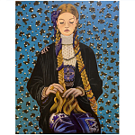 Панно ручная вышивка бисером Портрет девушки в голубых тонах варинант исполнения - 1 | Loft Concept в Екатеринбурге