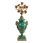 Подсвечник из фарфора с бронзовыми цветочными элементами Malachite Candlestick варинант исполнения - 1 | Loft Concept в Екатеринбурге