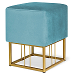 Пуф квадратный голубой велюр на золотом металлическом основании Celeste Blue варинант исполнения - 1 | Loft Concept в Екатеринбурге