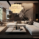 Люстра четырехъярусная с подвесками в форме дисков Cryptocrystalline Stone варинант исполнения - 5 | Loft Concept в Екатеринбурге