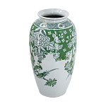 Ваза высокая с зелеными цветочными и птичьими мотивами Vase Inspired by Nature варинант исполнения - 2 | Loft Concept в Екатеринбурге