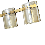 Подвесной светильник светодиодный с 5-ю цилиндрическими плафонами коньячного цвета из стекла и стали Andrea Сhandelier Сognac варинант исполнения - 1 | Loft Concept в Екатеринбурге