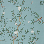 Обои ручная роспись Gustavian Garden Special Colourway on Duck Egg dyed silk варинант исполнения - 2 | Loft Concept в Екатеринбурге