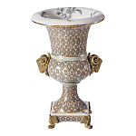 Ваза с овнами из фарфора с бронзовыми элементами Bronze Aries варинант исполнения - 1 | Loft Concept в Екатеринбурге