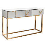 Консоль с ящиками зеркальная с золотым декором Gold Painted Mirror Console варинант исполнения - 1 | Loft Concept в Екатеринбурге