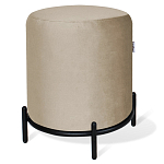 Банкетка круглая бежевый велюр на 4-х металлических ножках черного цвета SANJAY варинант исполнения - 1 | Loft Concept в Екатеринбурге