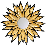 Зеркало-солнце в раме золотого и черного цвета Rays of Peace варинант исполнения - 1 | Loft Concept в Екатеринбурге