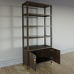 Стеллаж со стеклянными полками Elsa Dreams Walnut варинант исполнения - 3 | Loft Concept в Екатеринбурге