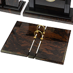 Настольный письменный набор с часами из природного камня обсидиана  Gift for Manager варинант исполнения - 3 | Loft Concept в Екатеринбурге