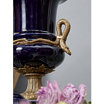 Ваза темно-синего цвета из фарфора с бронзовыми ручками в виде змей Высота 39 см Eden Garden porcelain and bronze варинант исполнения - 2 | Loft Concept в Екатеринбурге