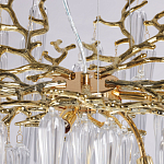 Люстра золотого цвета с декоративными ветками и длинными прозрачными стеклянными подвесами в форме сосулек Droplet Chandelier варинант исполнения - 8 | Loft Concept в Екатеринбурге