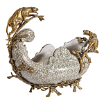 Чаша для фруктов из фарфора бронзовыми фигурками леопардов Eden Garden варинант исполнения - 2 | Loft Concept в Екатеринбурге