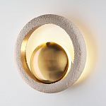 Бра с бежевым текстурным кольцом и латунным шаром в центре Tactile  варинант исполнения - 3 | Loft Concept в Екатеринбурге