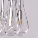 Люстра с 9-ю прозрачными плафонами из стекла в форме капли на прямоугольном потолочном основании цвета хром Lucid Rain  варинант исполнения - 8 | Loft Concept в Екатеринбурге