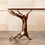 Обеденный стол с фигурным декором бронзового цвета Dichotomy racetrack варинант исполнения - 2 | Loft Concept в Екатеринбурге