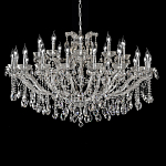 Люстра подвесная двухъярусная с 30-ю лампочками и прозрачными хрустальными подвесками на хромированном основании Crystal lamps варинант исполнения - 1 | Loft Concept в Екатеринбурге