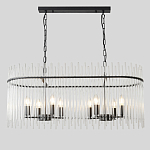 Люстра подвесная овальная со стеклянными прозрачными трубками и металлическим каркасом черного цвета Nembus варинант исполнения - 1 | Loft Concept в Екатеринбурге