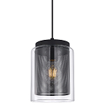 Подвесной светильник с сетчатым металлическим плафоном цилиндрической формы черный Metal Mesh варинант исполнения - 1 | Loft Concept в Екатеринбурге