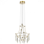 Люстра подвесная из металла с хрустальными подвесками прозрачного цвета Quasar 41 варинант исполнения - 5 | Loft Concept в Екатеринбурге