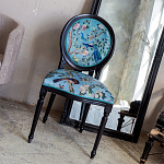 Стул из массива бука бирюзовый с изображением птиц в саду Turquoise Chinoiserie Bird Chair варинант исполнения - 5 | Loft Concept в Екатеринбурге