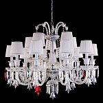 Люстра с 15-ю белыми текстильными абажурами и хрустальными подвесками Lustre Reverie варинант исполнения - 1 | Loft Concept в Екатеринбурге