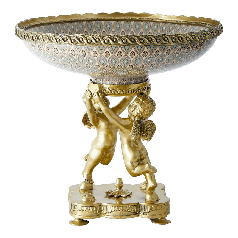 Чаша фарфоровая на двух бронзовых ангелах Eden Garden Бронза Мульти в Екатеринбурге | Loft Concept 