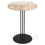 Стол журнальный круглый с бежевой столешницей из стекла Beige Marble варинант исполнения - 1 | Loft Concept в Екатеринбурге