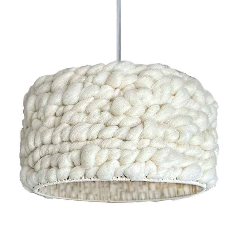 Вязаный шерстяной светильник Knitted wool lamp Cylinder Молочный Вязаный шерстяной светильник Knitted wool lamp Cylinder Молочный в Екатеринбурге | Loft Concept