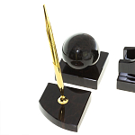 Настольный письменный набор из чёрного обсидиана с декором в виде льва Golden Lion варинант исполнения - 5 | Loft Concept в Екатеринбурге