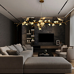 Люстра в виде золотой ветки с цветами и птичками Marvelous Garden варинант исполнения - 1 | Loft Concept в Екатеринбурге