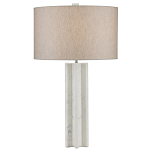 Настольная лампа мраморная с тканевым цилиндрическим абажуром Sharpened варинант исполнения - 3 | Loft Concept в Екатеринбурге