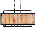 Люстра прямоугольной формы с чёрным каркасом и вставкой из плетеного материала Cage for Light варинант исполнения - 1 | Loft Concept в Екатеринбурге