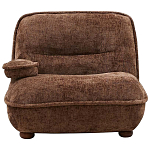 Кресло без подлокотников коричневое ну круглых деревянных ножках Loup Plush Armchair Brown варинант исполнения - 6 | Loft Concept в Екатеринбурге
