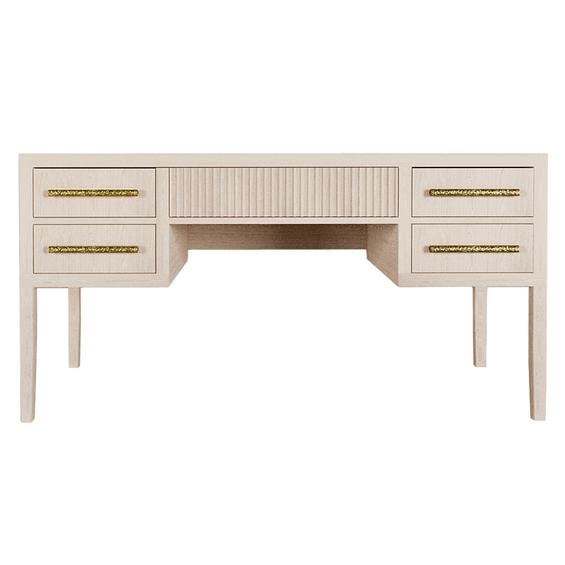 Большой Рабочий стол Primo с 5 выдвижными ящиками Светлый дуб Древесина в Екатеринбурге | Loft Concept 