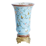 Ваза из голубого фарфора с бронзовыми элементами Blue Garden варинант исполнения - 2 | Loft Concept в Екатеринбурге