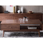 Кофейный стол из дерева с ящиком и нишей для хранения Coffee Walnut Table варинант исполнения - 1 | Loft Concept в Екатеринбурге