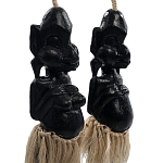 Комплект из 2-х деревянных статуэток Asmat Straw Headdress Statuettes Black варинант исполнения - 3 | Loft Concept в Екатеринбурге