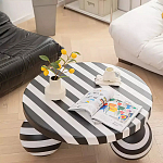 Дизайнерский журнальный стол круглый в чёрно-белую полоску Mypel варинант исполнения - 1 | Loft Concept в Екатеринбурге